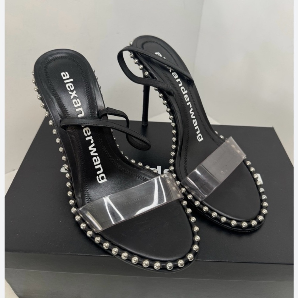 Alexander Wang NOVA 105mm PVC STRAP SANDAL in BLACK